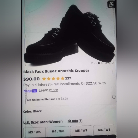 NWOT Demonia Faux Suede creepers - Picture 8 of 8